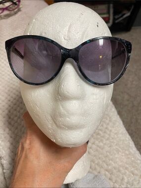 D&G Women's Blue-Black Marble Cat-Eye Sunglasses with Purple-Gray Lenses